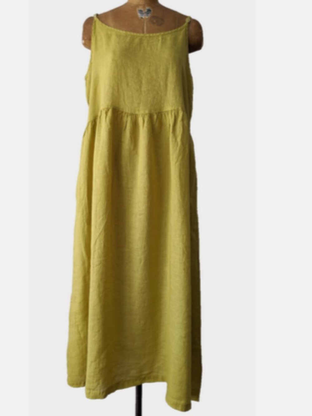 CP SHADES WOMENS 100% LINEN CHARTREUSE HAZEL MAXI DRESS ~ POCKETS ~ NWT ~ LARGE